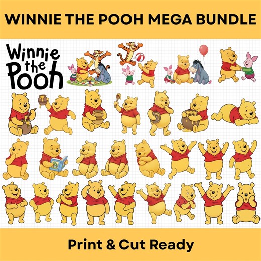 30 Winnie the Pooh Mega SVG PNG Bundle, Pooh Bear Clipart, Cartoon Characters Svg Png Dxf Eps, Cricut Silhouette Cut Files - Etsy