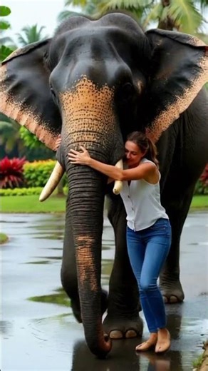 Girl with elephant