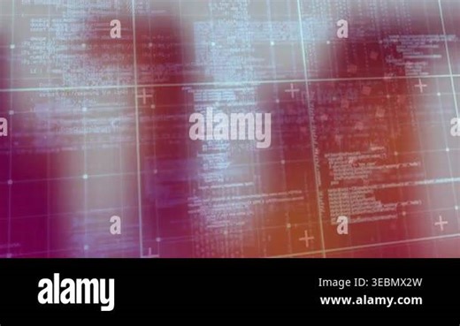 Animation of glowing data processing with markers over grid. global computing, data processing and digital interface concept digitally generated video Stock Video Footage - Alamy