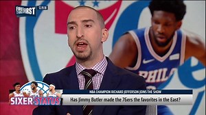"Joel Embiid is one of my favorite players in the league and one of the best players in the league. He needs to chill though. Before Jimmy got there, Embiid was averaging 18 shots a game. Since Jimmy got there, he's averaging 18 shots a game." — Nick Wright | First Things First on FS1
