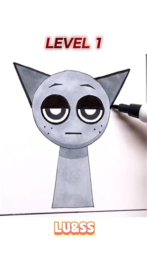 Drawing Sprunki Gray in Different Levels.