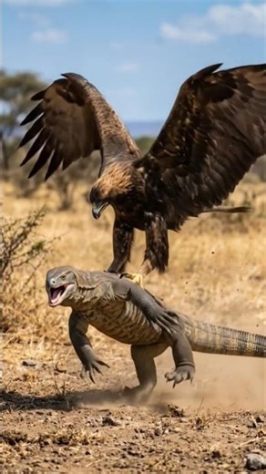 Savage Eagle Hunt: Monitor Lizard Fights Back #eagle #monitorlizard #animalfight #predator #bbcearth