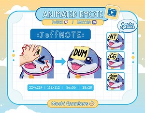 Jeff the Land Shark Animated Emote for Twitch Stream & Discord, 4 Note Options: DUM, GG, NT, Good Boi | Rivals Jeff Emotes Sticky Note - Etsy
