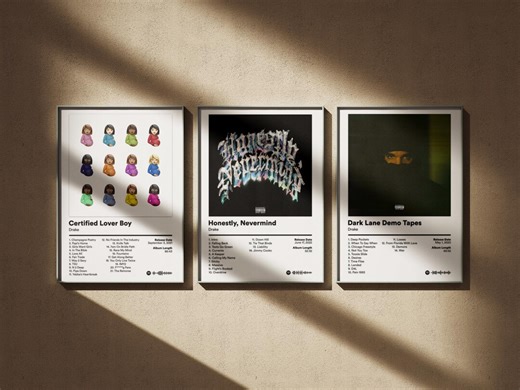 Drake Poster 3 Pack - Minimal Digital Art Prints - Album Cover Wall Decor Set - Etsy