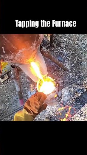 Tapping a small iron melting blast furnace. #iron #castiron #ironcasting #ironpour #castingiron