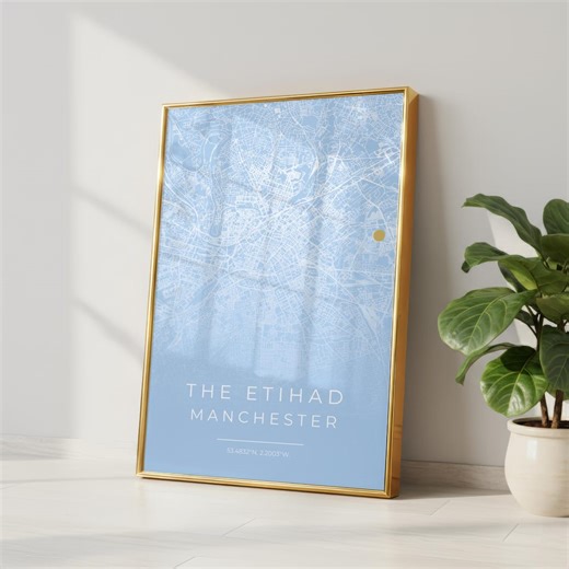 Etihad Stadium Map Print, Manchester Football Wall Art Poster, Minimalist Stadium Artwork - Etsy