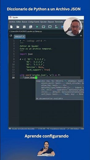 🚀 Guarda Diccionarios de Python en archivos JSON en 1 Minuto 🐍 #Python #Shorts #ccna