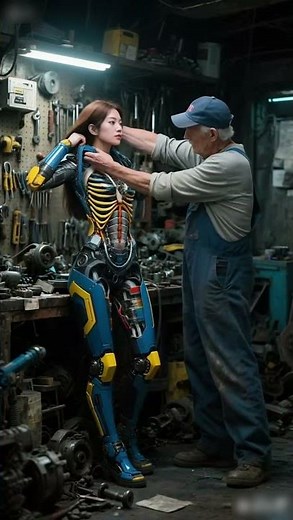 Humanoid Robot 2025 shows Human Skin Suit at Repair Station #irc #shorts