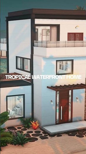 This TROPICAL WATERFRONT Home is a Dream 🌴| SIMS 4 Build | ASMR Speed Build