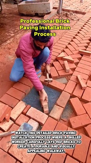 Professional Brick Paving Installation Process | Handmade Red Brick Walkway Construction
