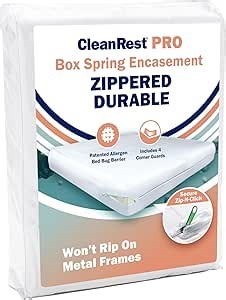 CleanRest PRO Box Spring Encasement - Ultimate Defense Against Allergens, Dust Mites, and More - Water Resistant, MicronOne Allergen Barrier, Zip-N-Click (Queen)