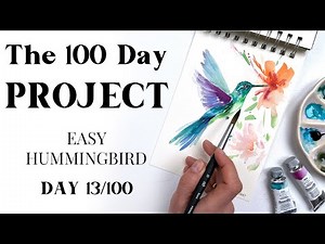 How to paint Hummingbird with watercolor. Easy painting idea 13/100
