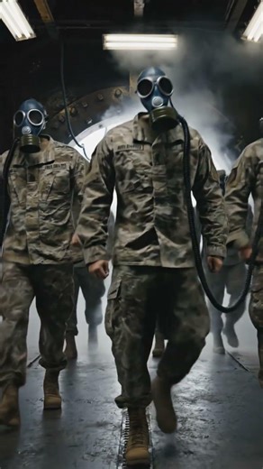 United States military uniform and CS gas mask With smoke