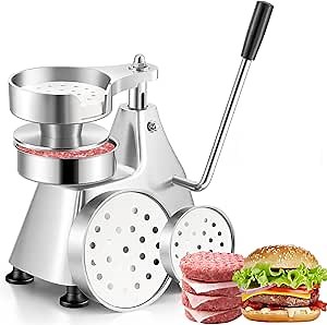 CTJ 3 in 1 Commercial Burger Patty Maker 4/5/6 Inch Stainless Steel Hamburger Press Heavy Duty Hamburger Beef Patty Maker Meat Forming Processor with 1200 Pcs Patty Papers for Beef Pork Chicken Patty