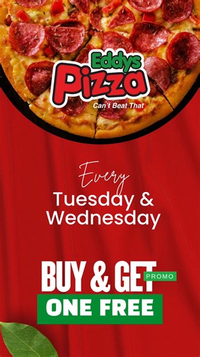 🔥🍕 BUY & GET ONE FREE! 🍕🔥 Every Tuesday & Wednesday at Eddys Pizza 🎉 🤯 Double the Pizza, Same Price! Buy ANY size pizza and get another FREE — no strings attached! 👉 Dine-in at any branch 👉 Order online: www.eddyspizza.com 👉 WhatsApp: https://wa.me/233274235652 👉 Call: 056 111 1153 🔥 The offer everyone’s craving — don’t miss it! | Eddys Pizza