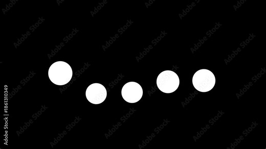 Animated 5 dots blinking loader, Dot and circle progress bar animation, Typing loading dots on transparent background.4K