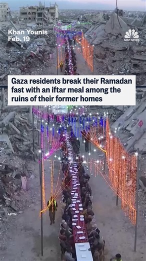 People in Gaza break their Ramadan fast among the ruins of their former homes, as little reconstruction has been possible since a ceasefire agreement was reached in the fall. | NBC News