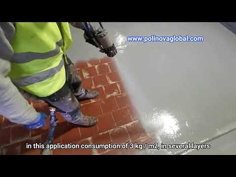 Polyurea application, on industrial pavement, Polinova Global S.L