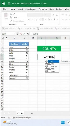 Count NON-BLANK Cells in Excel! = COUNTA!