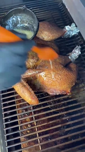 Spatchcock turkey with Alabama White Sauce! This doesn’t suck! 🔥 Full YouTube recipe on our channel #turkey #thanksgiving #bbqtiktok #meatchurch