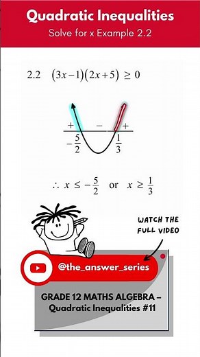 GR 12 ALGEBRA - Quadratic Inequalities Solve for x Example 2.2 (SHORT)