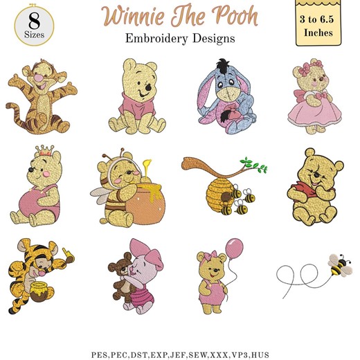 Cute Animal Embroidery Designs, Honey Bear, Forest Friends, Baby Nursery, Teddy Bear Style Cartoon Characters, 8 Sizes, Instant Download - Etsy Ireland