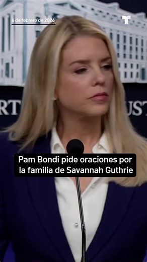 La procuradora general Pam Bondi dijo el viernes que el Departamento de Justicia está trabajando con la policía local para localizar a la madre de la copresentadora del programa “TODAY”, Savannah Guthrie, y pidió al público que ore por su regreso seguro. #Telemundo52