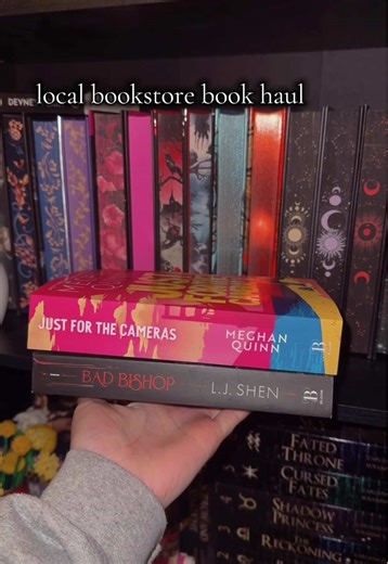 Local book store haul!!! making my weekly trip to the bookstore feels like therapy time, so relaxing☺️ So worth it to check out your local stores!! Was able to get some extra goodies with my books🤭 So excited for Just for the Cameras! @Meghan Quinn is an automatic buy for me🦩 @HEA Book Boutique @Jenn | HappilyEverAfterBooks #bookshopping #bookhaul #booktok #fyp #bookstore