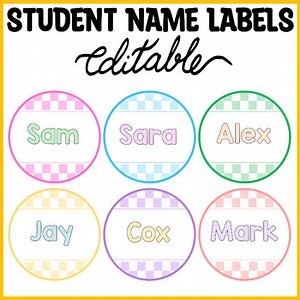 Printable Pastel Student Name Tags, Round Daycare Labels, Circle Cubby Labels