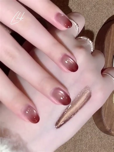 Wine Red Gradient Glass Nail Tutorial