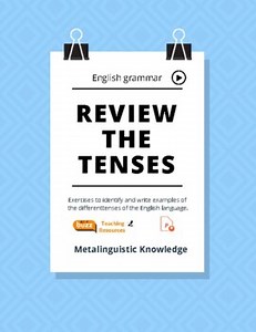 Name the Verb Tense - Grammar Worksheets. ESL. EFL. Verbs. ELA. PPTx