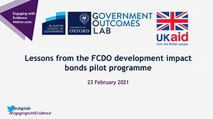 | Engaging with Evidence | Lessons from the FCDO development impact bonds pilot programme