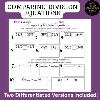 Comparing Division Equations | Comparing Quotients | Differentiated Division