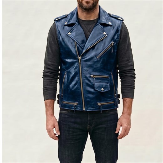 Blue Sheepskin Leather Biker Jacket for Men, Genuine Leather Moto Jacket, Vintage Blue Motorcycle Jacket, Stylish Winter Coat Gift for Him - Etsy
