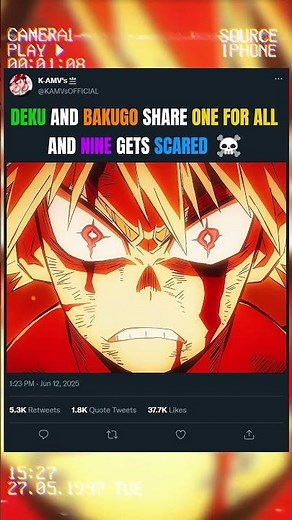 DEKU AND BAKUGO SHARE ONE FOR ALL AND NINE GETS SCARED ☠️ | #anime #animeedit #myheroacademia
