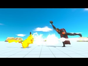 Pikachu vs superheroes Animal Revolt Battle Simulator