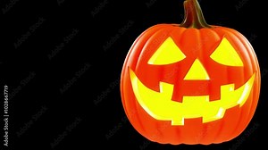 jack o Lantern spooky Halloween pumpkin face with glowing eyes motion isolated on green background, video animation background Stock Video