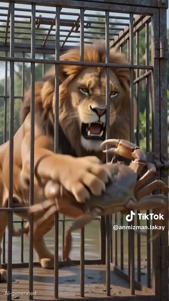Trois hommes dans la forêt australienne — lion souffrant en cage