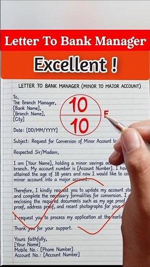 Application Writing Format for letter to bank manager | What Score Would You Give? | 10 Out of 10