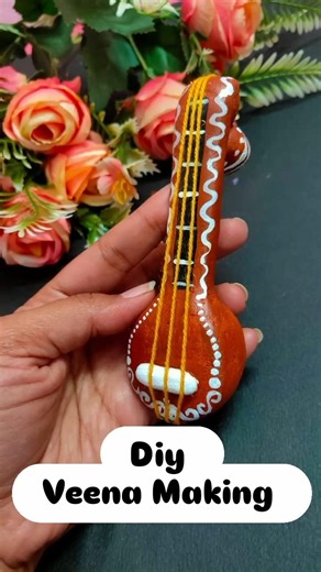 Easy Veena Making with Wall Putty | How To Make Veena #craft #diy#wallputtyart