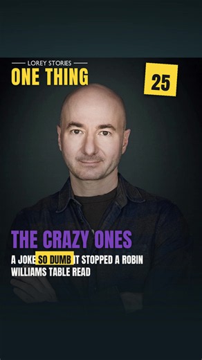 I once wrote a joke so dumb that Robin Williams cracked up in the middle of a table read. I'm not going to type it here. You have to let me set it up. This was The Crazy Ones, David E. Kelley's show set at an ad agency. I wrote an episode where Robin and James Wolk are unknowingly competing for the same woman, and in one scene Robin has to pitch names for a dating site for seniors. His character spitballs options, so I wrote a bunch of them. Buried in that list was one I secretly loved. Table re