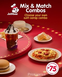 17K reactions · 4.1K shares | Minsan talaga, may mga choice na hindi match sa gusto mo. Buti sa Jollibee Mix & Match Combos, panalo with every combo at 75 pesos! Available for dine-in, take-out, and drive-thru! #JollibeeMixandMatchCombos | Jollibee | Facebook