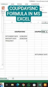 COUPDAYSNC FORMULA IN MS EXCEL | MS EXCEL FORMULAS #excel #microsoftoffice #fórmulas #microexcel