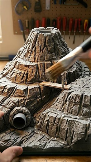 I Built a Volcano Island Aquarium From PVC Pipe and Foam #terrarium #art #diy