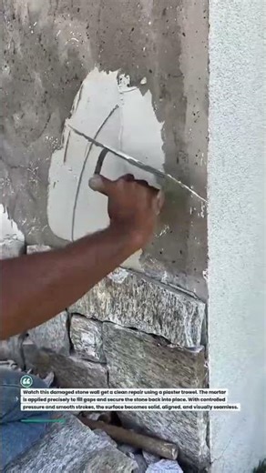 Stone Wall Repair Like a Pro! #construction #DIY #tools #shorts #masonry #repair