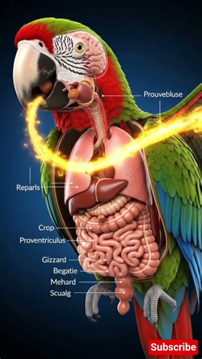 Macaw Parrot Digestive System 3D | Bird Internal Organs Animation