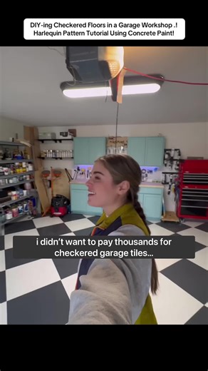 DIY-ing Checkered Floors in a Garage Workshop .! Harlequin Pattern Tutorial Using Concrete Paint!