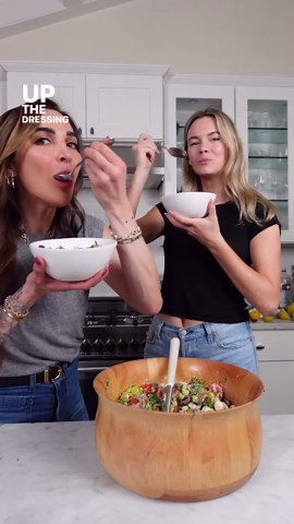 Violet Witchel on Instagram: "@kalejunkie I could literally drink the dressing from this salad. It’s so rich and creamy. I also discovered a fun hack of mixing your dressings using a milk frother to make them extra creamy and fluffy without the mess of a blender. Ingredients 1 bag of Persian cucumbers 1 container of cherry tomatoes 1 bunch of parsley 1 container of mini mozzarella balls 1 container of calabrese or salami 1 shallot 1 can of chickpeas 1 can of white beans 1/2 a jar of sliced kalam