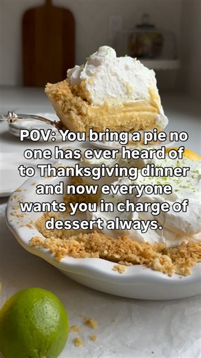 Amy Nash | Spoiler alert: This lemon-lime pie with a saltine cracker crust is an excellent pie that would really brighten up your Thanksgiving dessert... | Instagram