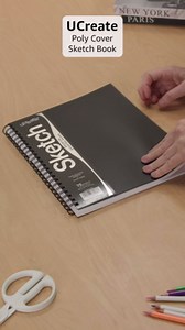 UCreate Poly Cover Sketch Book, Heavyweight, 9" x 12", Black, 75 Sheets
